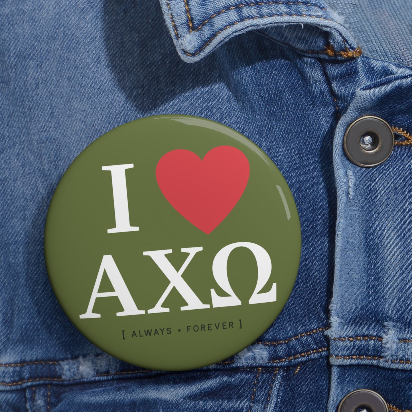 I Heart Alpha Chi Omega Button