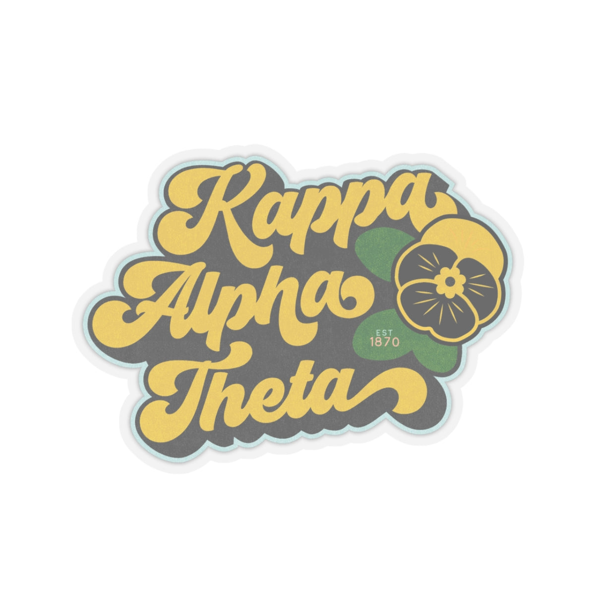 Kappa Alpha Theta Retro Floral Kiss-Cut Sticker