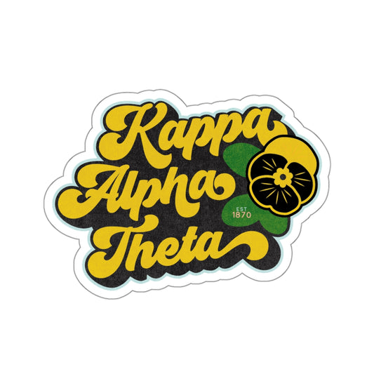 Kappa Alpha Theta Retro Floral Kiss-Cut Sticker